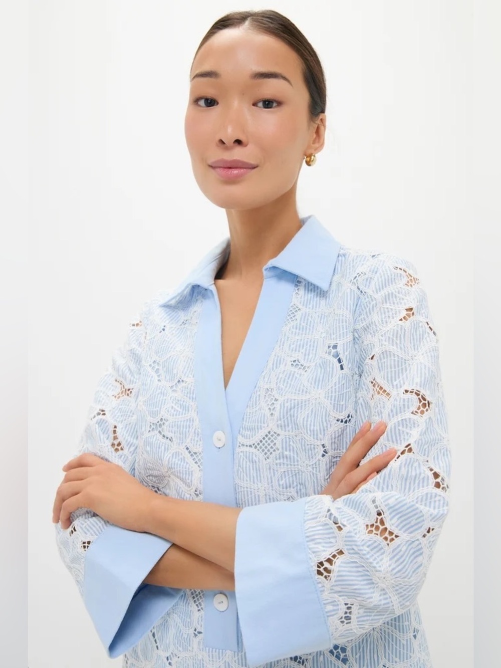 Blue Floral Lace Collier Dress